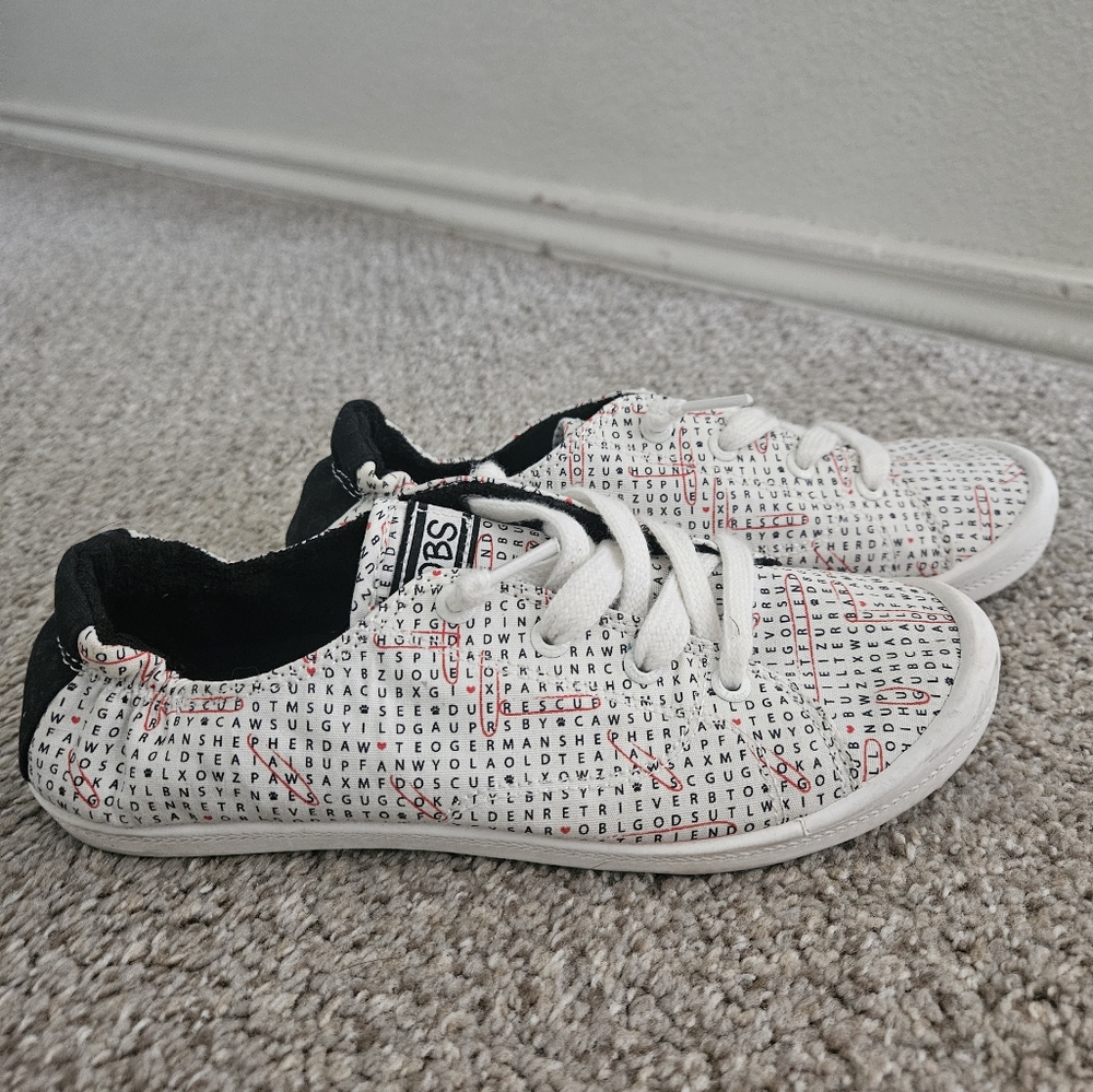 White and Black Word Search Sneakers